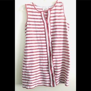 Max Studio Womans Top Size Small Red and White  Weekend Striped Tunic Shirt